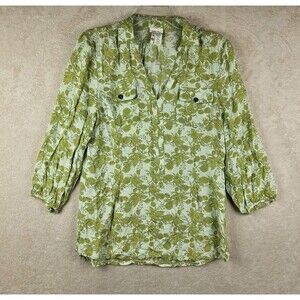 Matilda Jane Women's 3/4 Sleeve V Neck Floral Blouse Top Size M